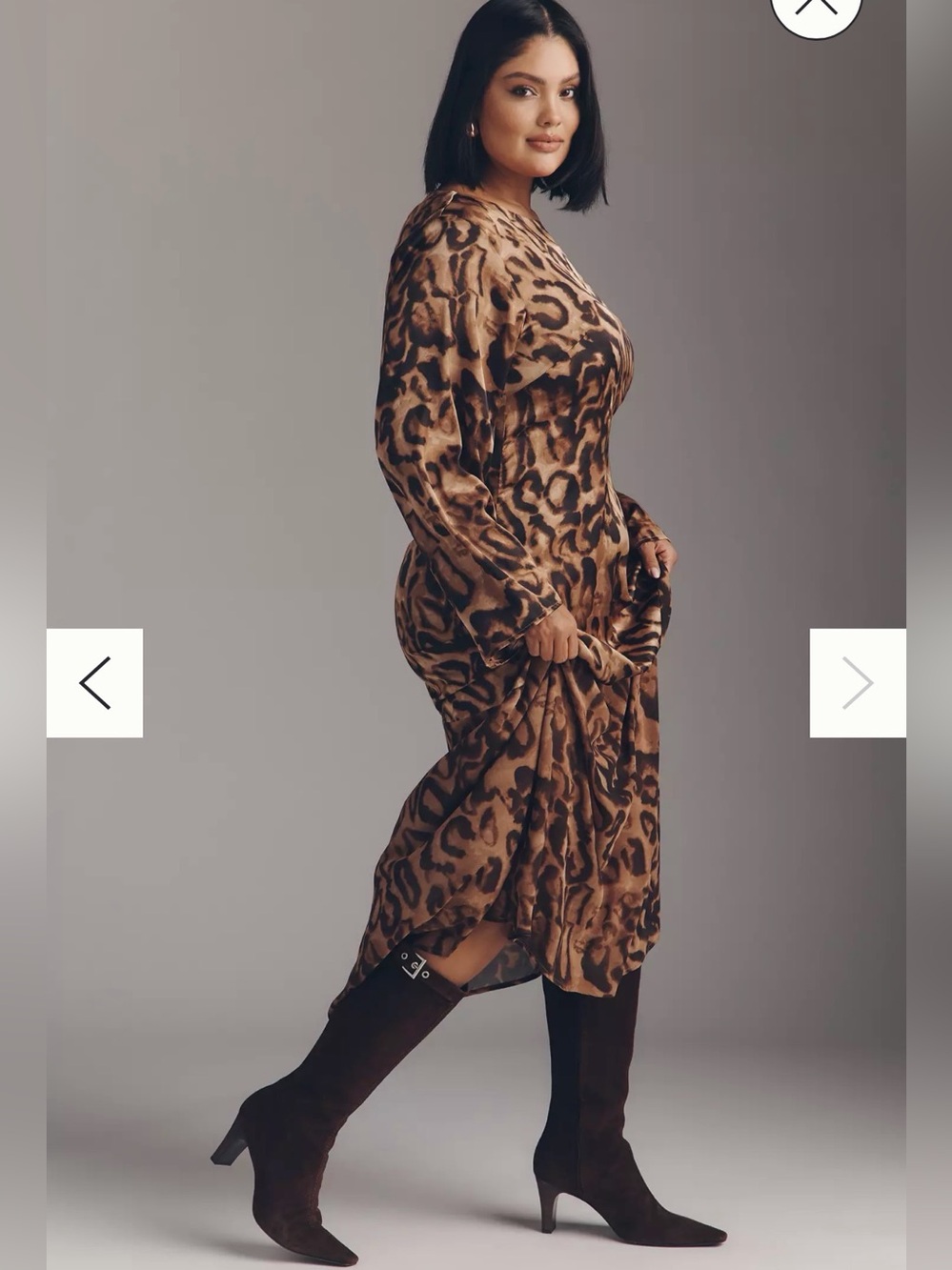 Curaae Zali Leopard Animal Print Boat Neck Long Sleeve Maxi Dress 3X Anthro